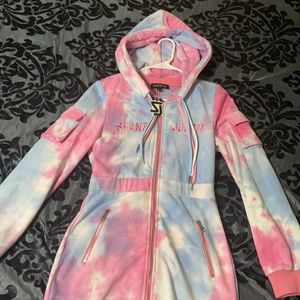 Shane Justin fitted hoodie dress with drawstring bottom